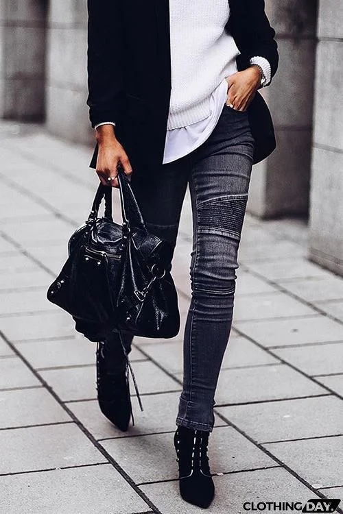 Side Zipper Skinny Pants