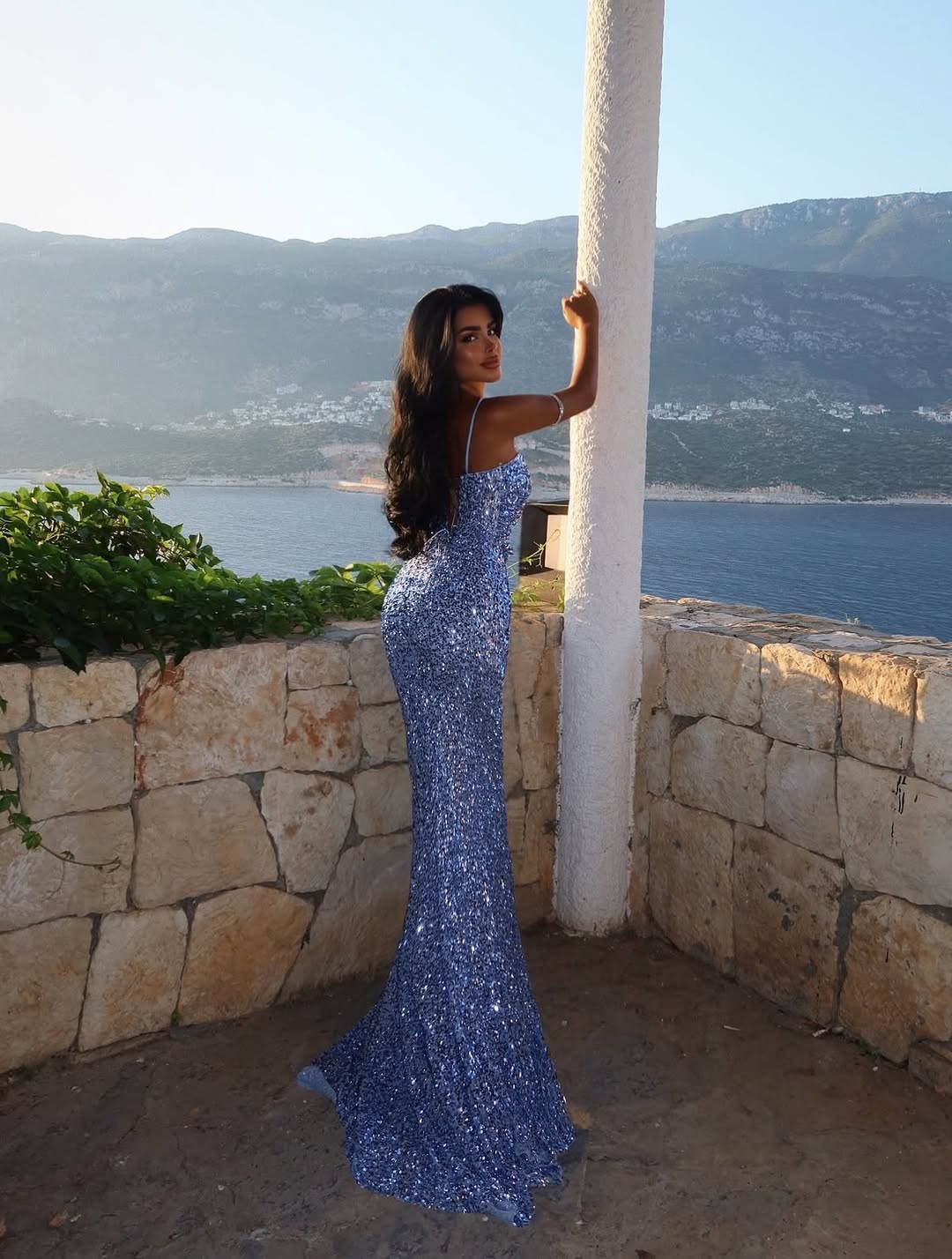 Miabel Stunning Sequins Sleeveless Spaghetti Strap Prom Dress with Split   