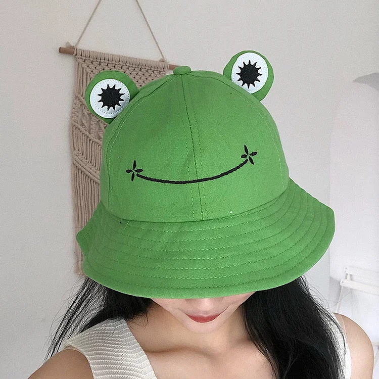 Frog Eyes Bucket Hat - Gotamochi Kawaii Shop, Kawaii Clothes
