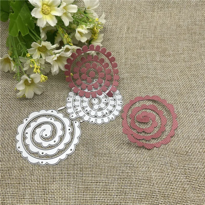 2pcs 3D Garland Spiral Flower Cutting Dies Stencils For DIY Scrapbooking Decorative Embossing Handcraft Die Cutting Template