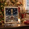 (20x20cm)Xmas Snow Town DIY Pearl Painting Art With Inner Wooden Framed Kit