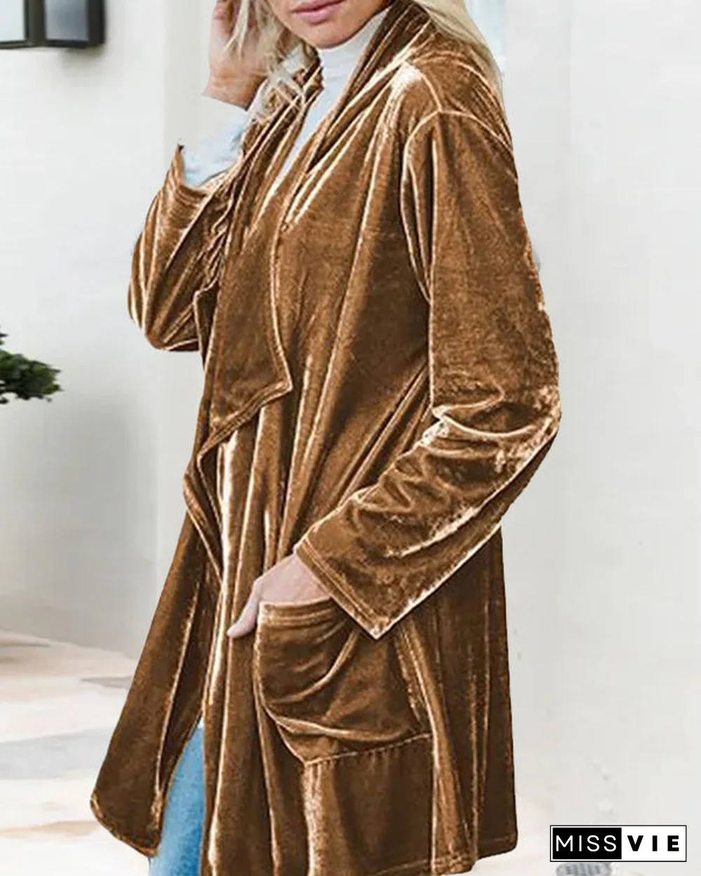 Velvet Long Cardigan Fashion Coat