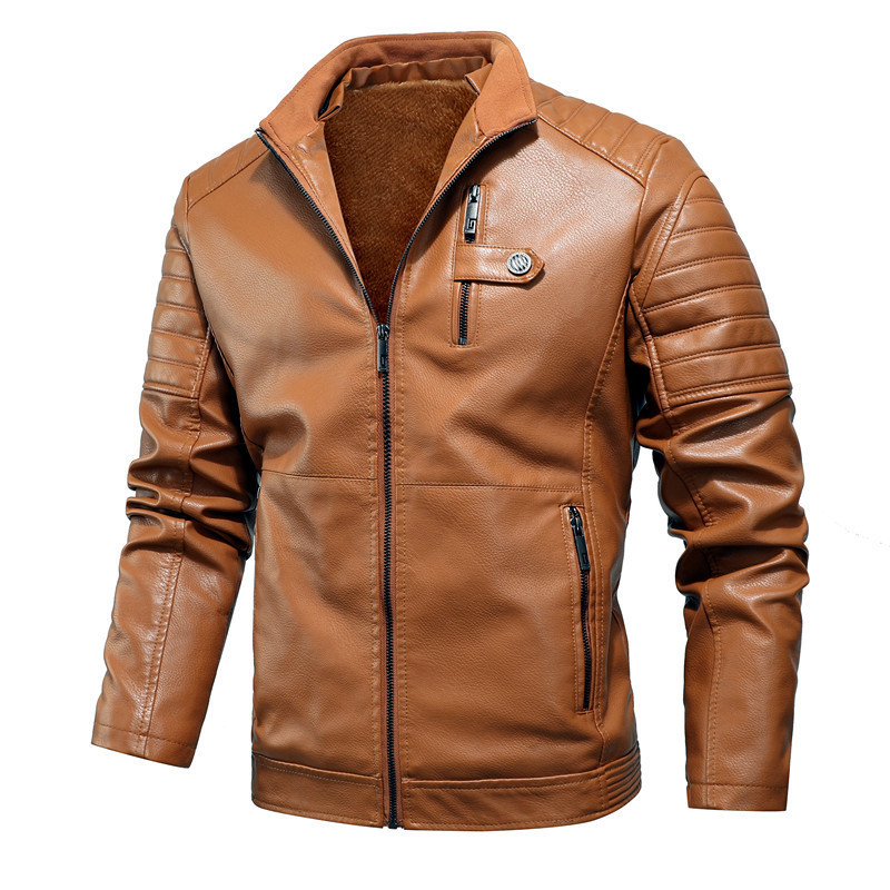 Men's Motorcycle Jacket Thickened Windproof Motorcycle Leather Jacket High Quality Casual Fashion Tight Winter Pu Jacket