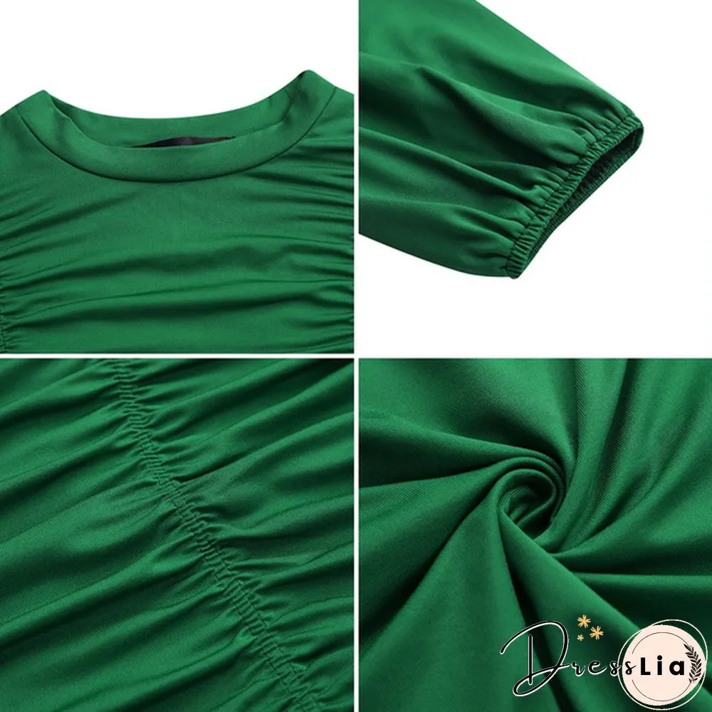 Blouses For Women Fashion Casual Long Sleeve neck fitted ruched elegant blouse