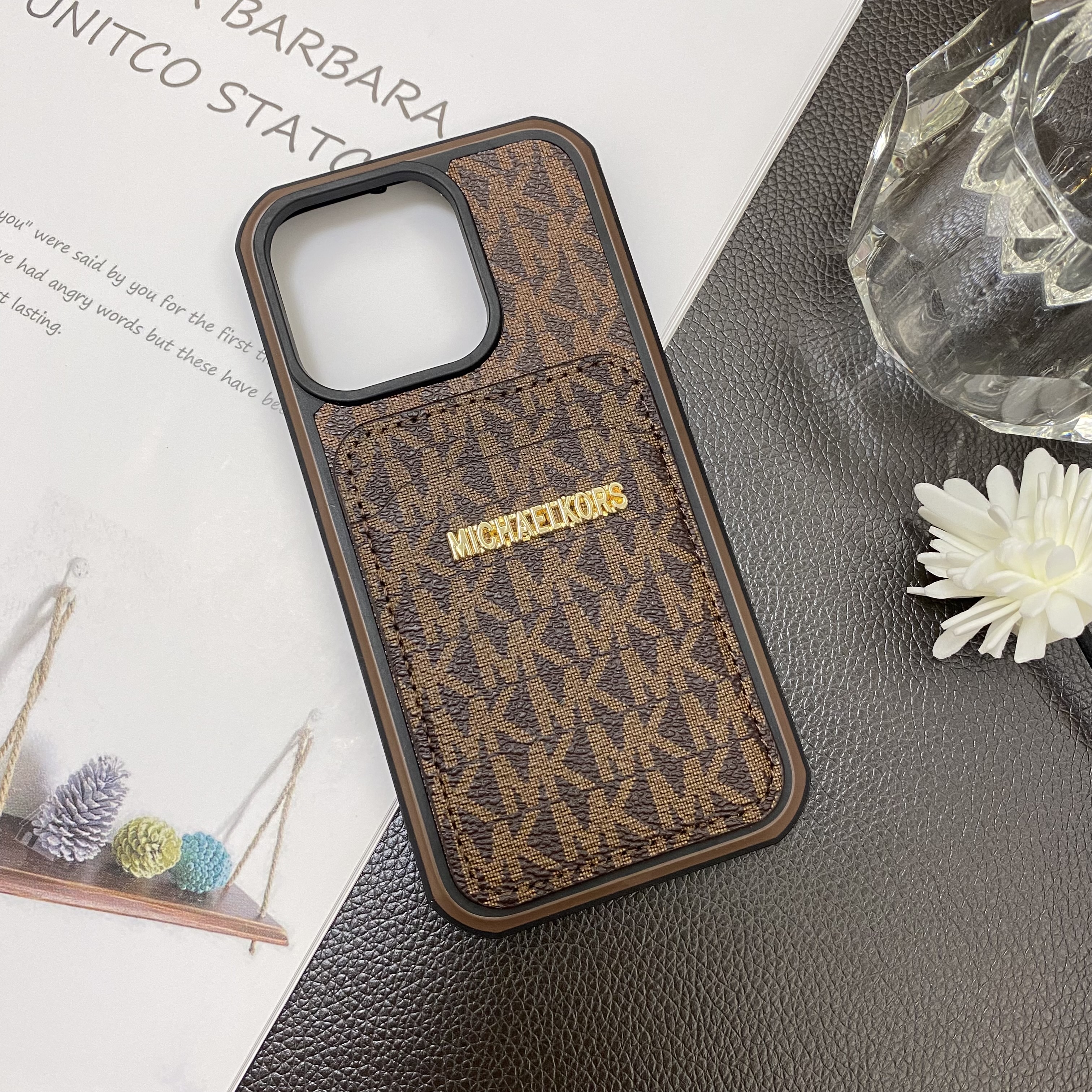 Luxury MK Back Card Slot Leather Apple iPhone Case