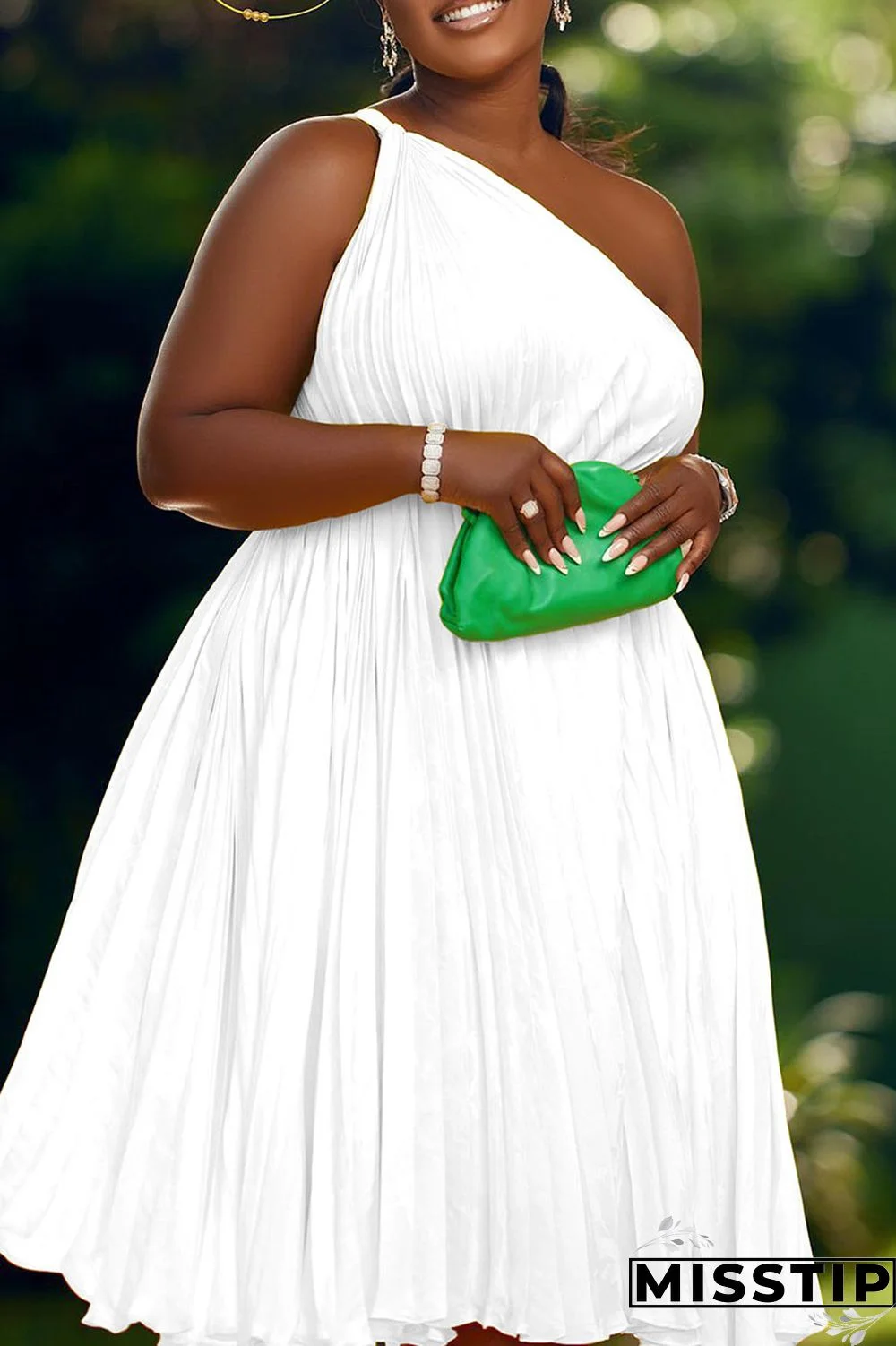 Red Casual Solid Patchwork Fold Oblique Collar A Line Dresses