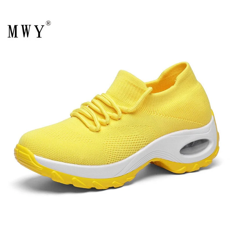MWY Wedges Shoes For Women Yellow Sneakers Comfort Ladies Trainers Schoenen Vrouw Women Casual Shoes Platform Shoes Plus Size