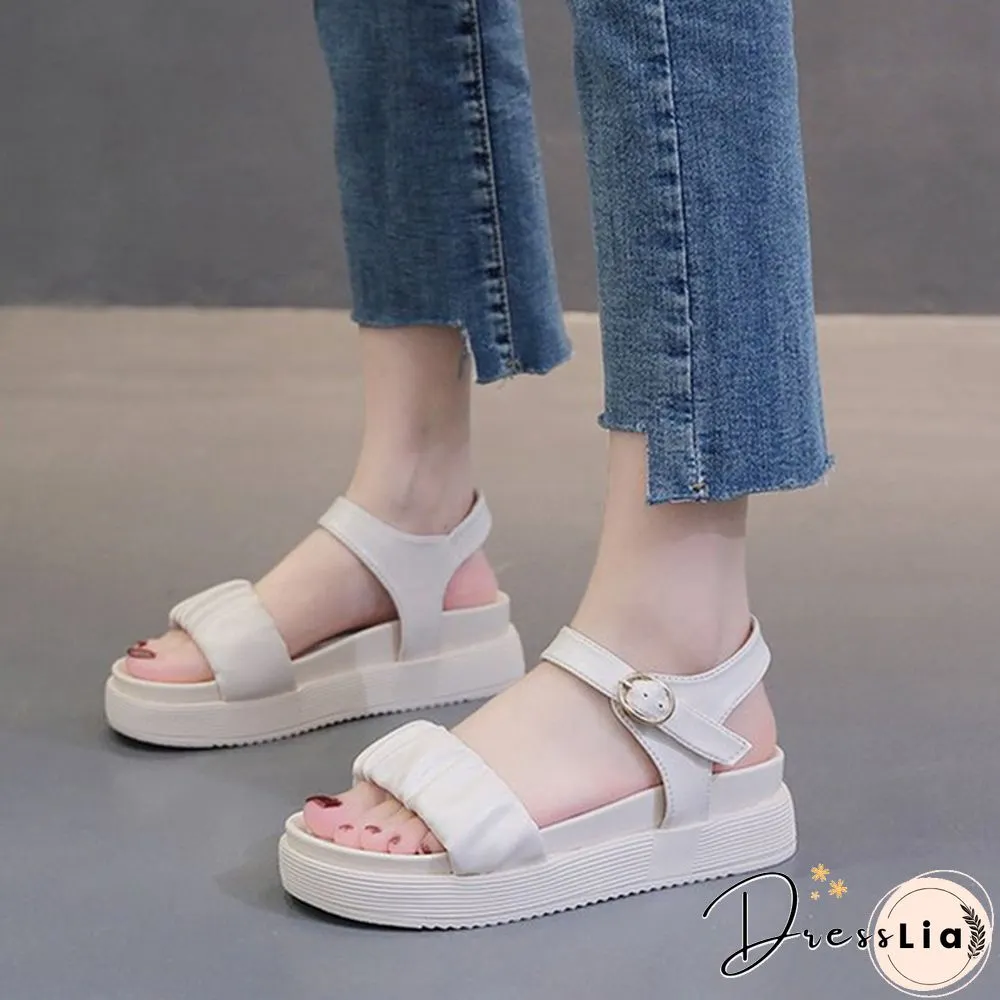 Women Sandals Summer Casual Platform Shoes Fashion Open Toe Ankle Buckle Strap Sandals Beach Sport Sandalia