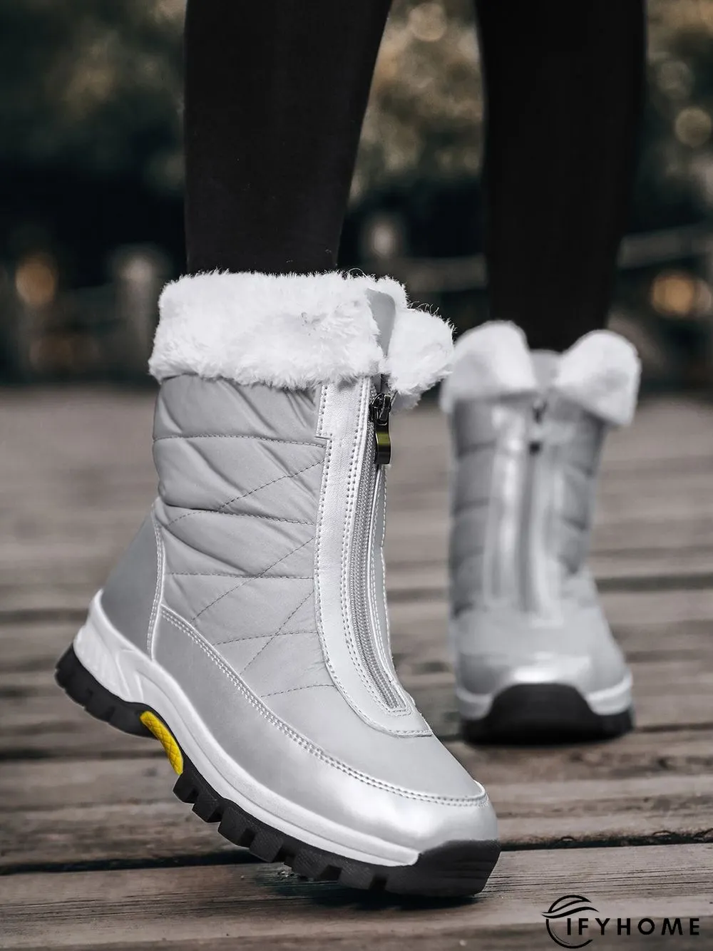 Winter Front Zip Thermal Lined Outdoor Snow Boots | IFYHOME