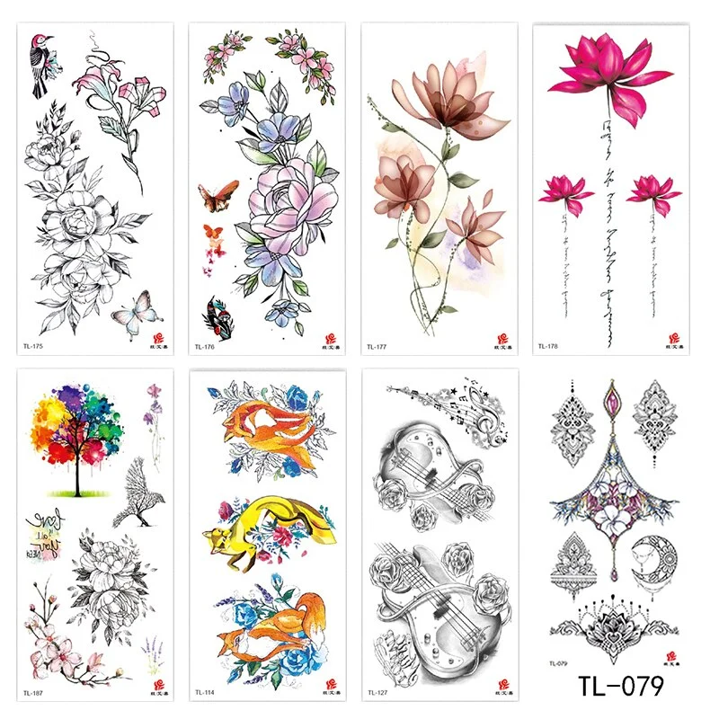Flower animal totem romantic beautiful bird fragrance waterproof lasting men and women personality temporary tattoo stickers