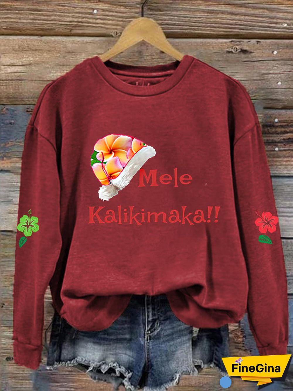 Women's Hawaiian Christmas Mele Kalikimaka Hibiscus Sweatshirt