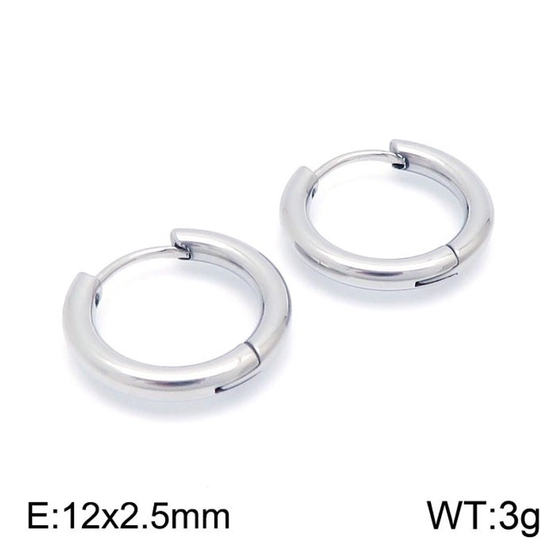 1 Pair Streetwear Solid Color Titanium Steel 18K Gold Plated Hoop Earrings