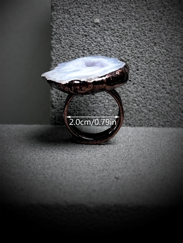 Agate Copper Asymmetrical Irregular Handmade Asymmetrical Irregular Open Rings
