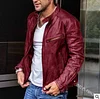 Men's Stand Collar Punk Motorcycle Leather Jacket
