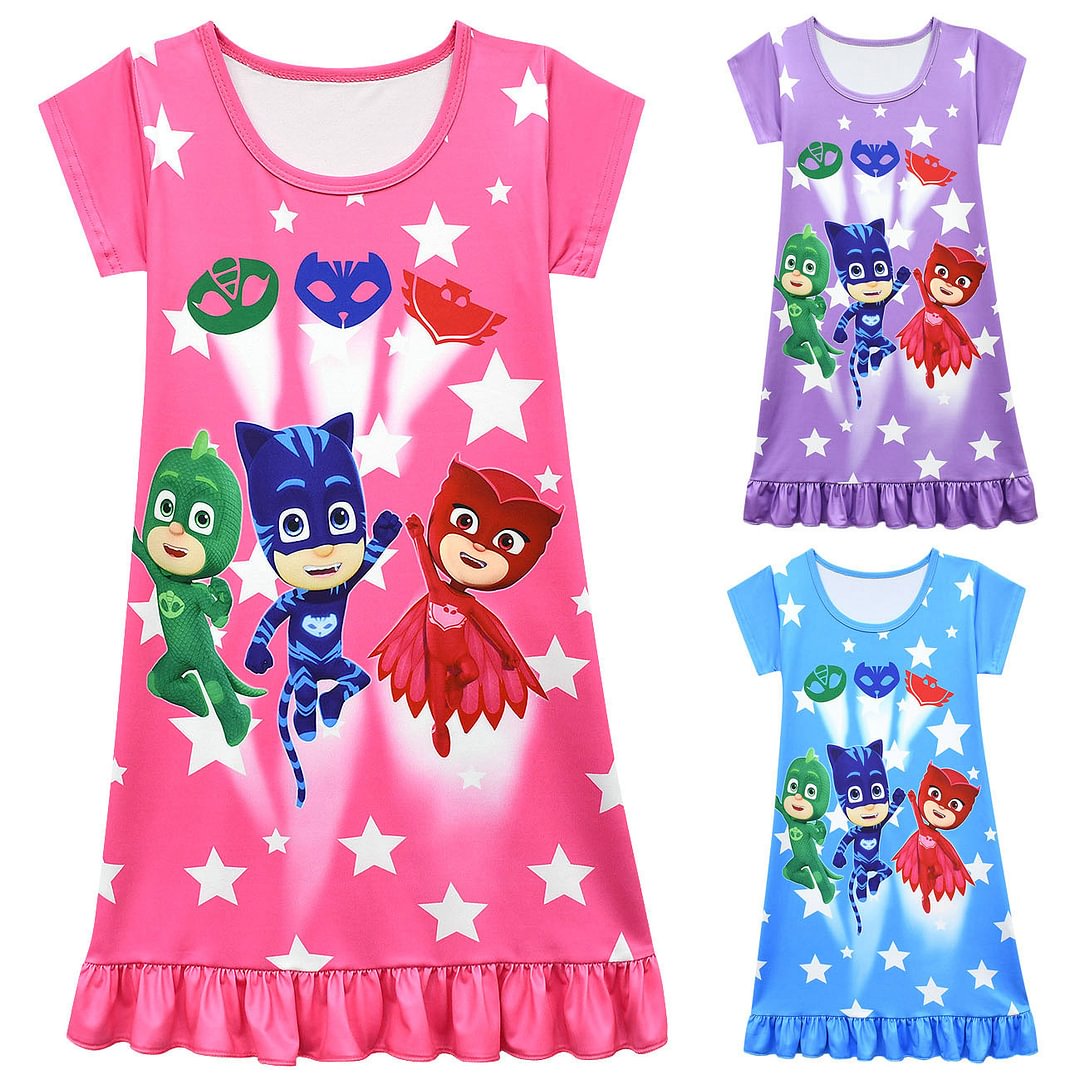 PJ Masks Pajamas Little Hero Nightgown for Toddler Kids Ruffle Dress-Pajamasbuy