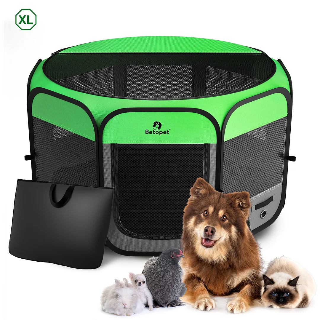 BEBANG Dog Playpen Pop up, Dog Cat Playpen Indoor Outdoor for Travel and Recovery After Surgery, XL