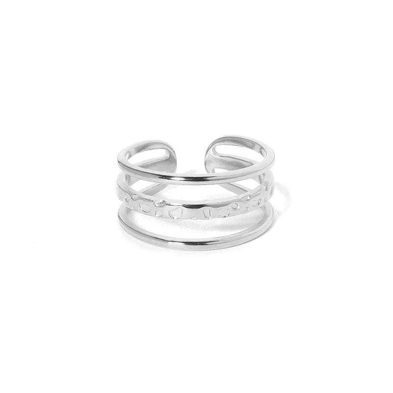 Casual Solid Color 304 Stainless Steel 18K Gold Plated Plating Open Ring