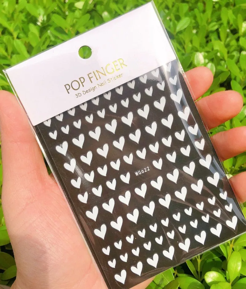 1pc 3D Nail Sticker Irregular Love Heart Design Glitter Shiny Decals Adhesive Multi-Color DIY Nail Art Tips Manicure Decoration-Nail Inspo