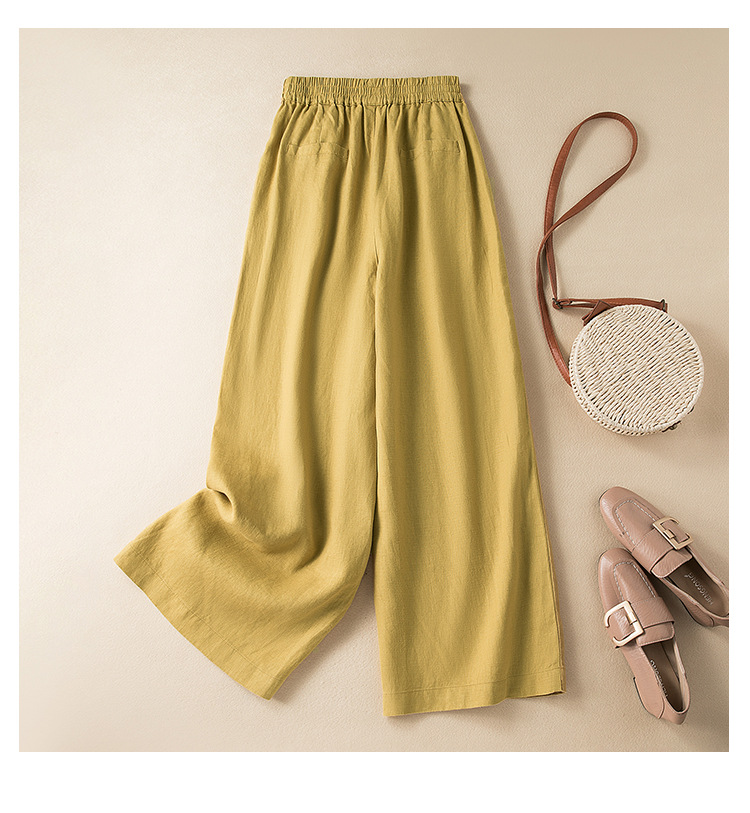 Solid Pocket Elastic Waist Straight Leg Casual Pants