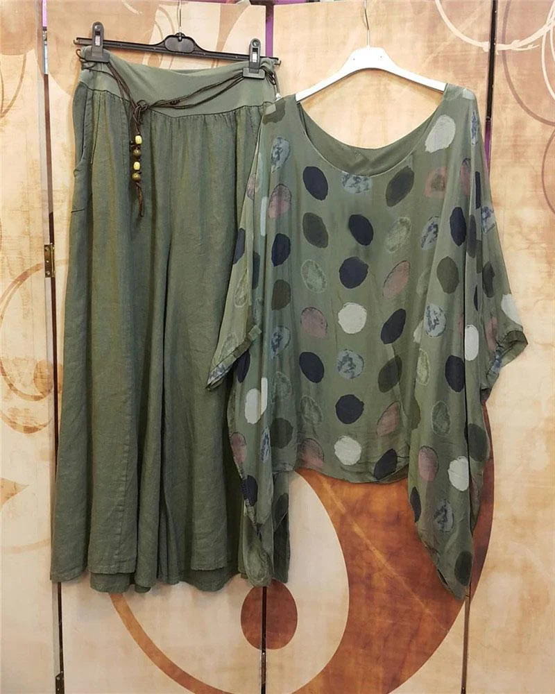 Women Printing Comfortable Middle Sleeve Suit