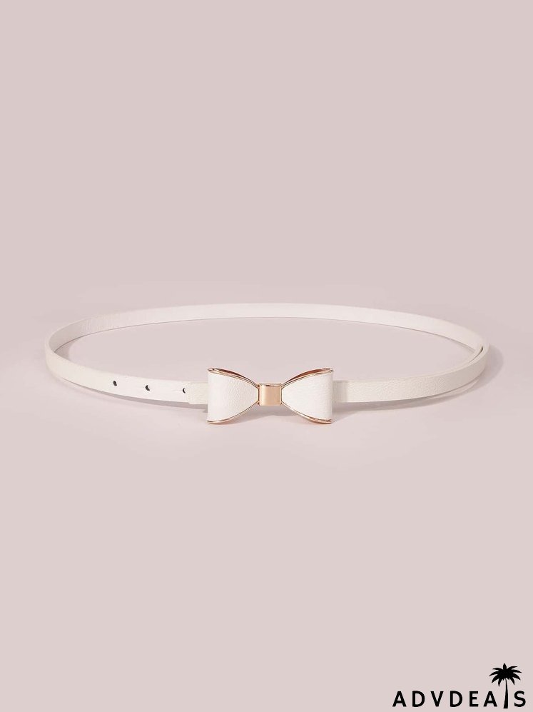 Bow Design Buckle Skinny Belt