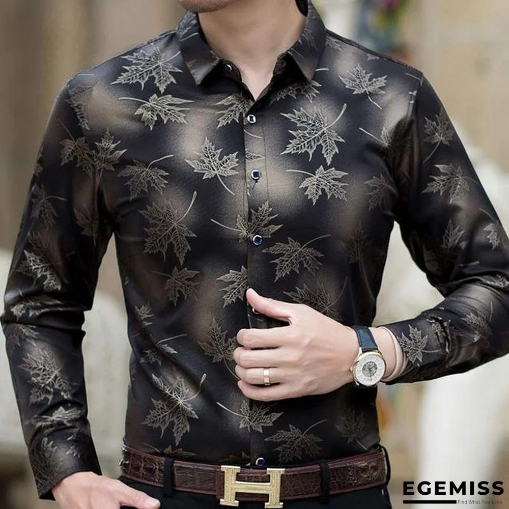 long sleeve maple leaf designer shirts men slim fit vintage fashions men's shirt | EGEMISS