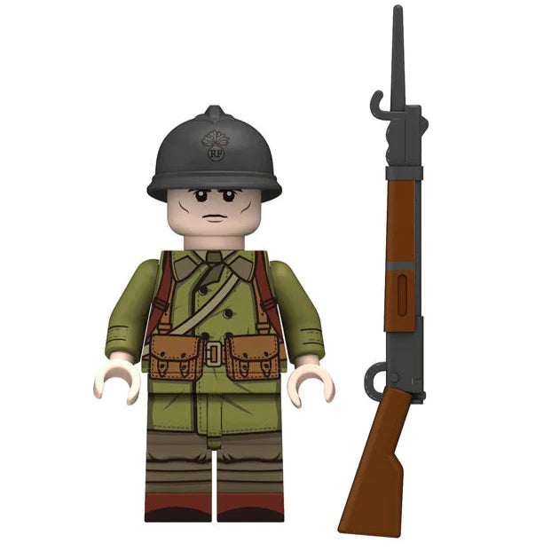 WW2 French Infantry Soldier Custom Military Minifigure Minifigure Bricks monstertoys