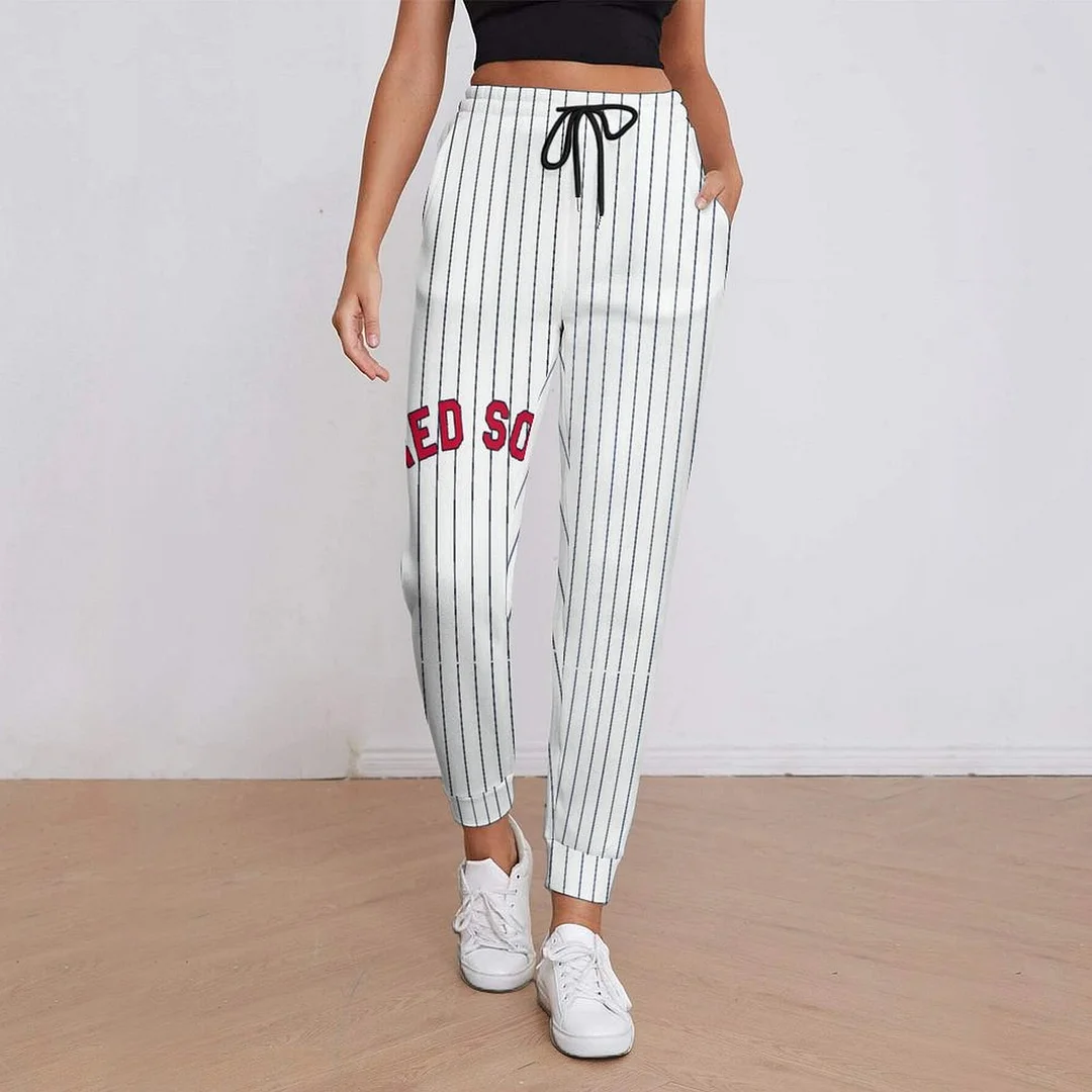 Plus Size Long Pants with Pockets in Pattern Striped, Blue, Red