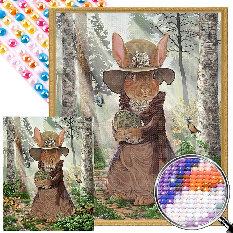 Rabbit 40*50CM(Canvas) AB Round Drill Diamond Painting gbfke