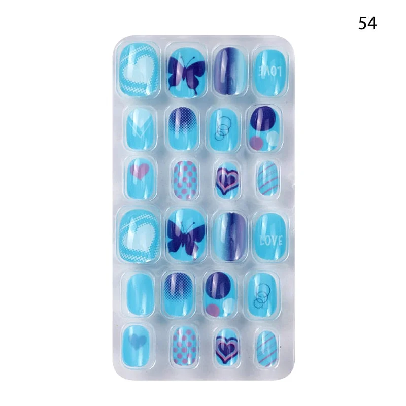 Children Adult 24 Fake Nails Christmas Cartoon Pattern Boxed Children Simple Wear-resistant Finished Full Covering Nail Sticker