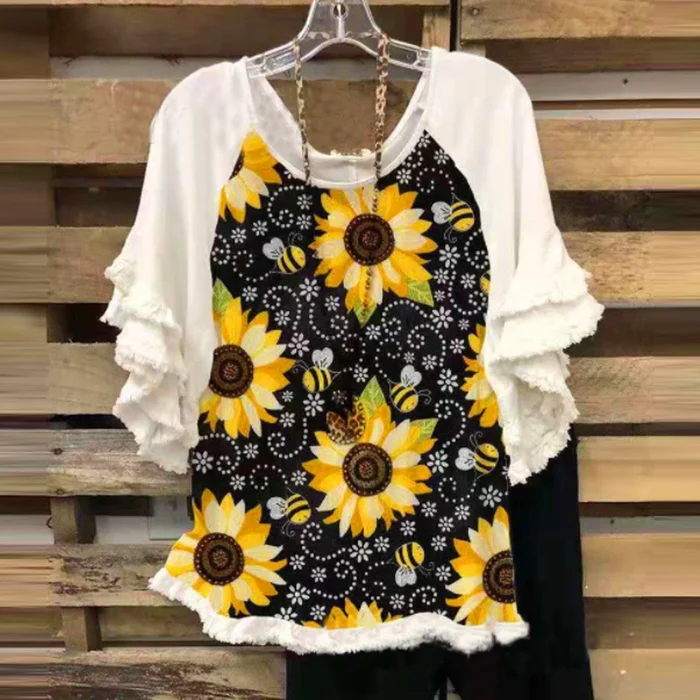 Women's Floral Print Fashion Casual T-Shirt