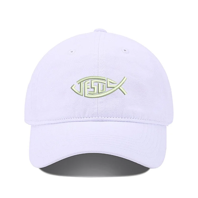Lyprerazy Baseball Hat Jesus Christian Fish Unisex Embroidery Baseball Cap Washed Cotton Embroidered Adjustable Cap