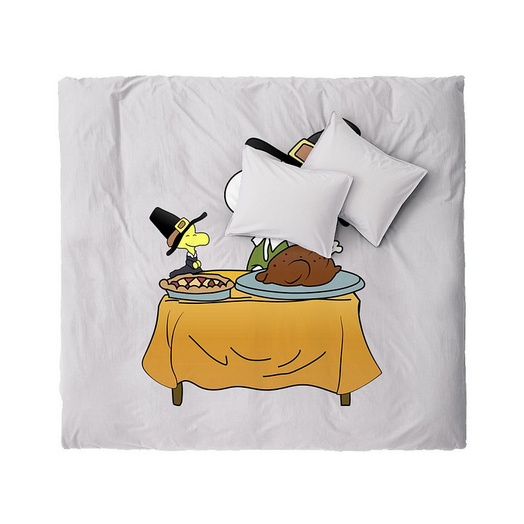 Snoopy With Turkey, Thanksgiving Duvet Cover Set