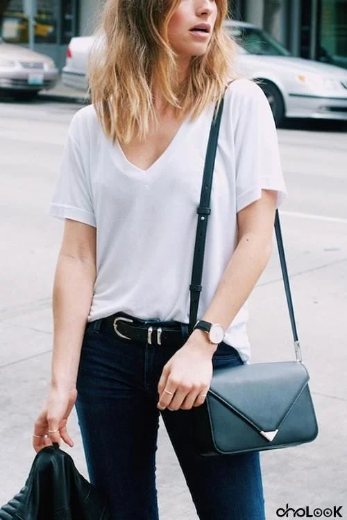 Basic Solid V Neck Short Sleeve T Shirt
