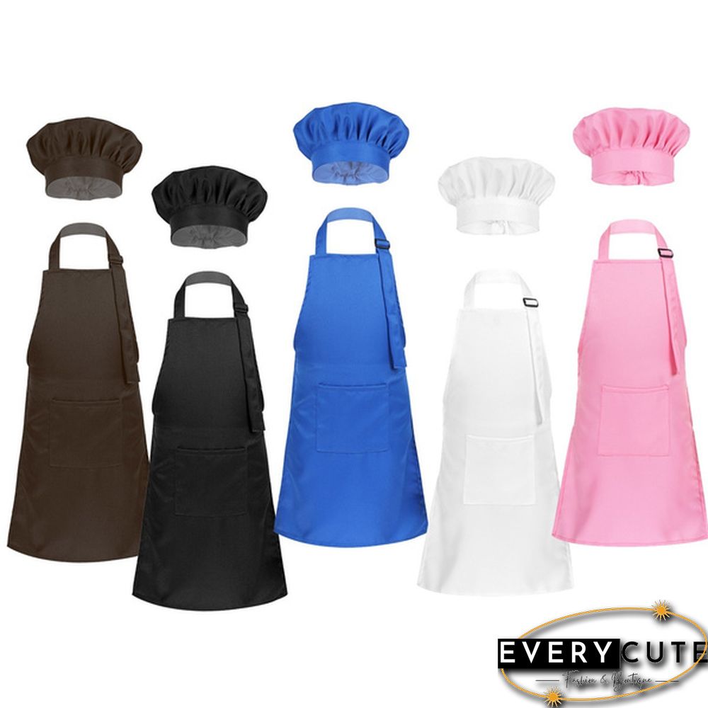 Children Kids Halloween Cosplay Outfits Adjustable Apron and Chef Hat Set for Kitchen Cooking Baking Painting