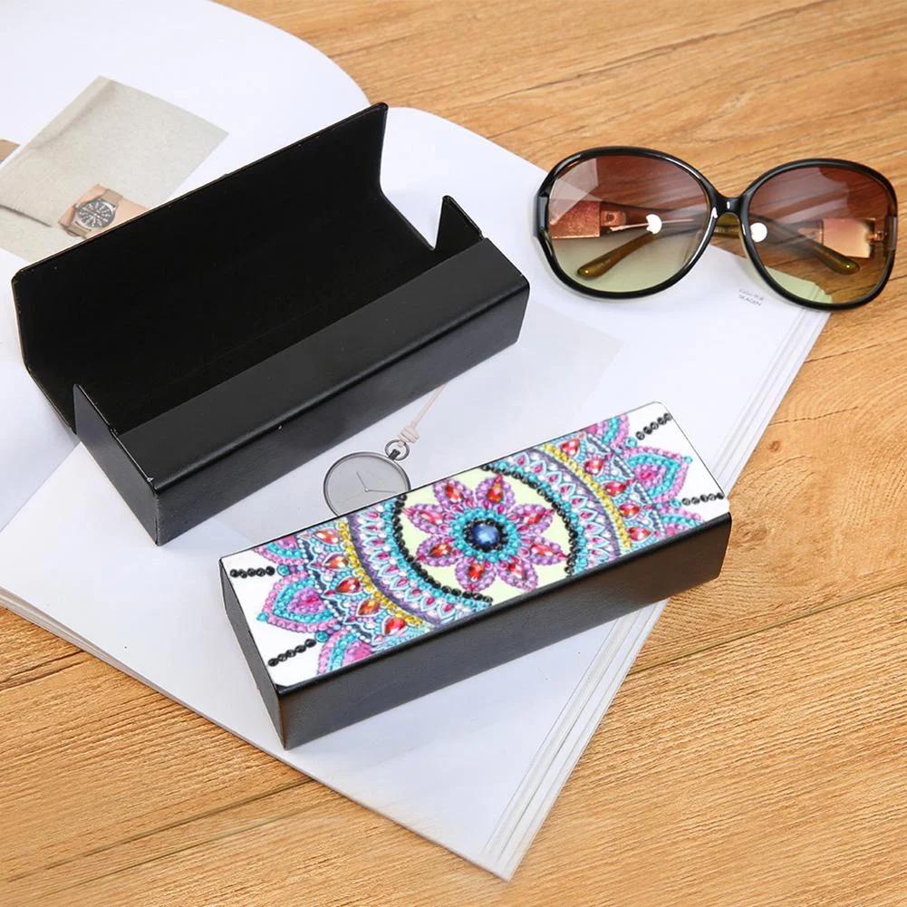 DIY Diamond Painting Leather Eyeglasses Storage Box Case Sunglasses Holder