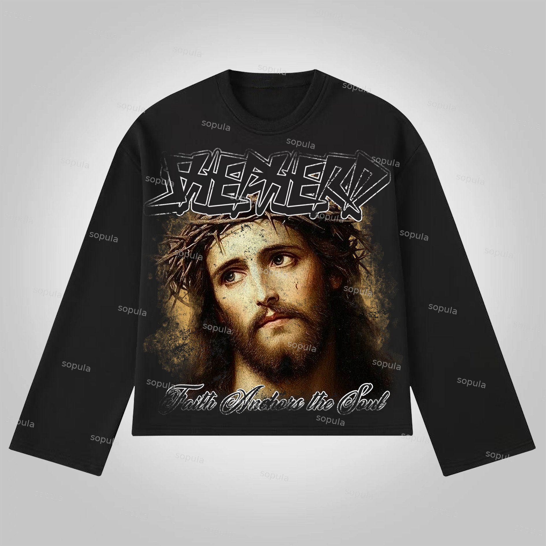Sopula Jesus Vintage Graphics Cotton Long Sleeve T-Shirt