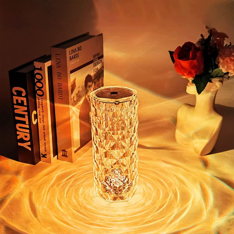 ToyTime  LED Crystal Table Lamp Rose Light Projector 3/16 Colors Touch Adjustable Romantic Diamond Atmosphere Light USB Touch Night Light
