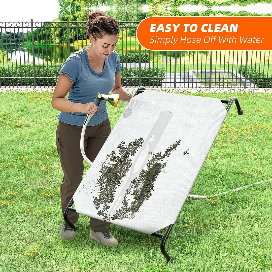 Raised Dog Cot Beds, Heavy Duty Pet Cots with Durable Supportive Recyclable Washable Mesh, Indoor & Outdoor Dog Bed