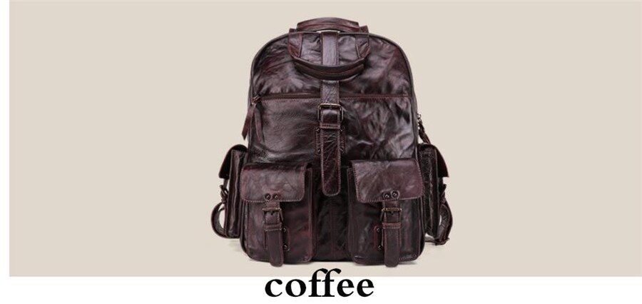 Color Coffee Display of Woosir Backpack Vintage Genuine Leather