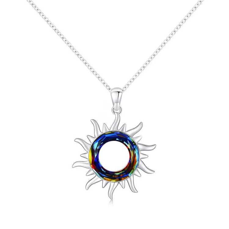 For Daughter - S925 You are My Sunshine Crystal Circle Sun Necklace - Up To 27''