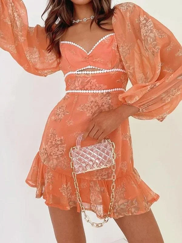 Puff sleeve floral dress