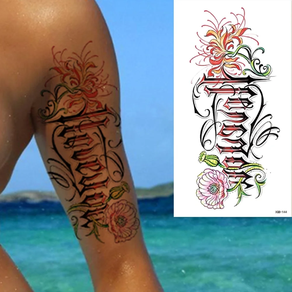 Waterproof Temporary Tattoo Sticker Snake Dragon Rose Flower Flash Tattoos Eagle Skull Body Art Arm Fake Sleeve Tatoo Women Men