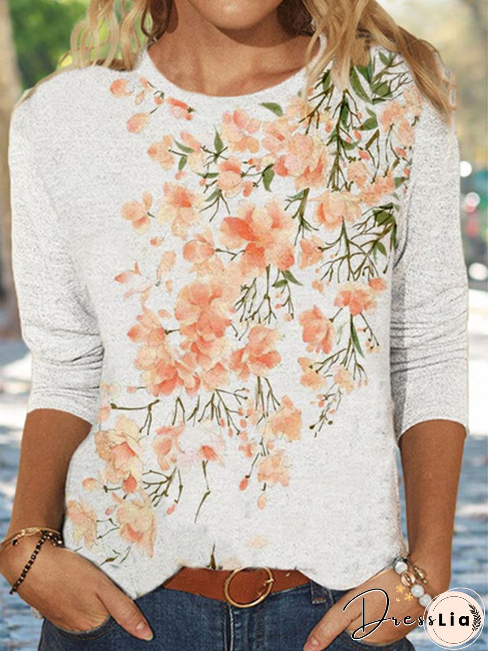 Regular Fit Floral Crew Neck T-Shirt