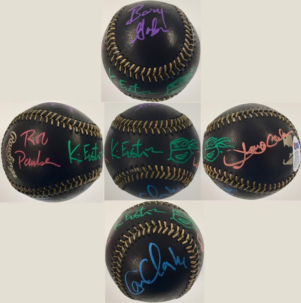 Teenage Mutant Ninja Turtles TMNT Cast Signed Black Baseball w/ Beckett BAS COA