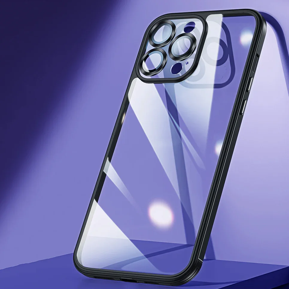 For iPhone13/14 Lens Nano Glass Metal Frame Phone Case