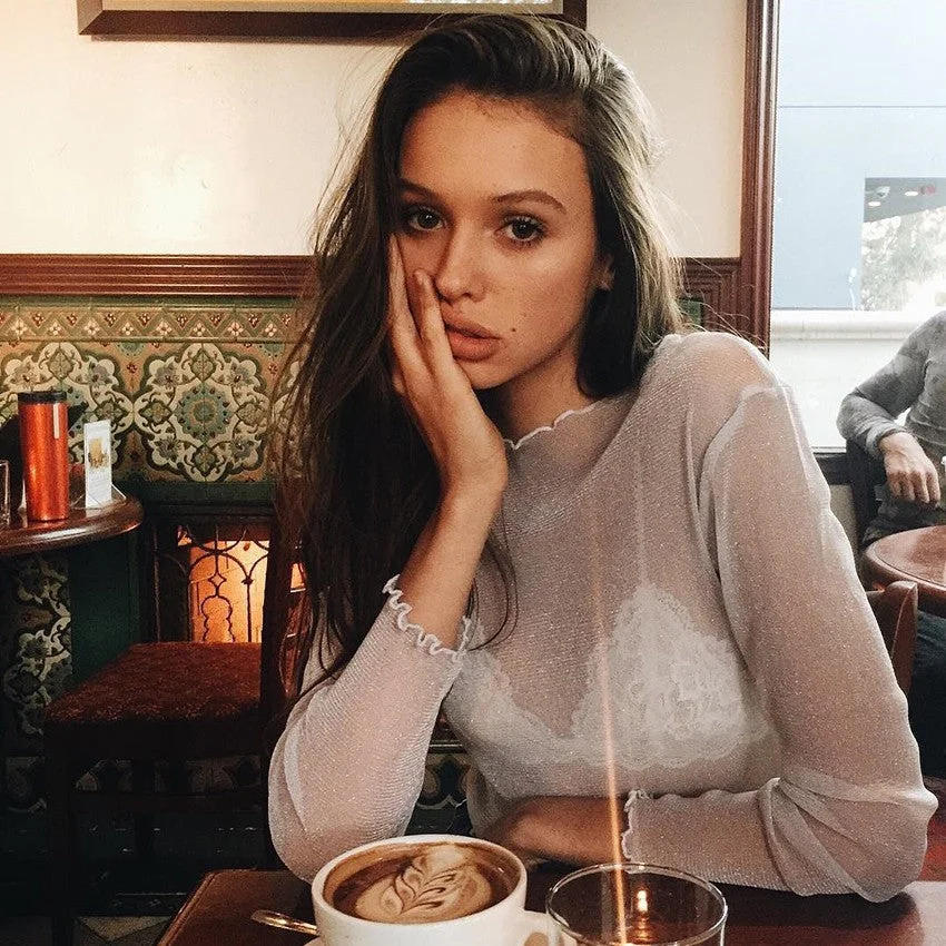 Uveng Sexy Mesh T-shirt Long Sleeve Underwear Blouses