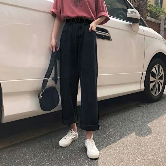 Jeans Women Straight Denim Trousers High Street Vaqueros Mujer Harajuku Female Student Casual Korean Style Bottom Vintage Simple