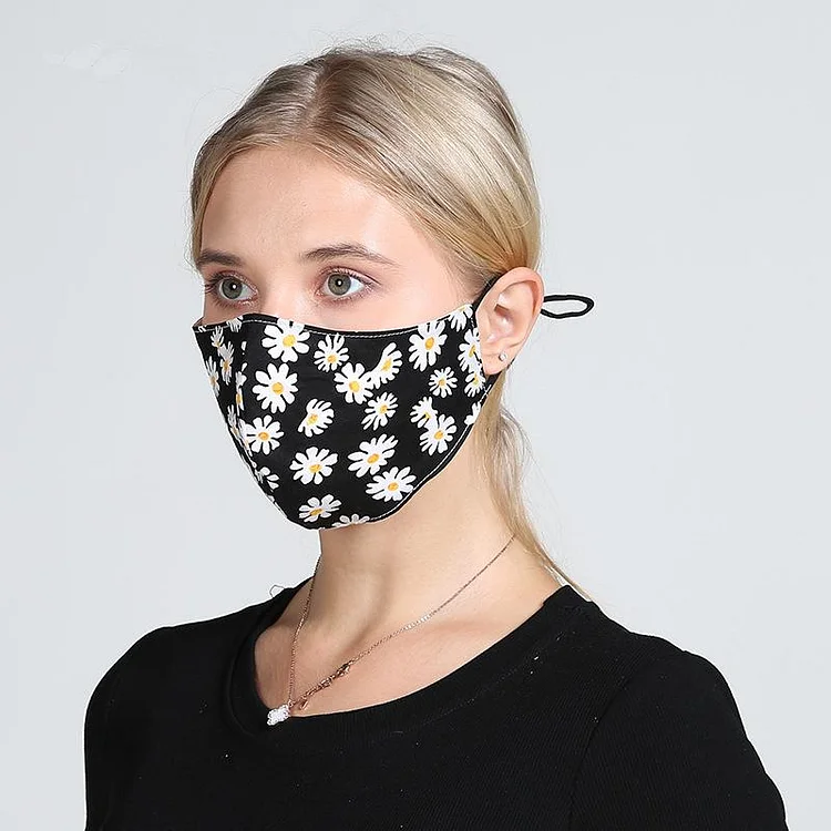 Five Pieces Fashion Flower Print Washable Protective Mask