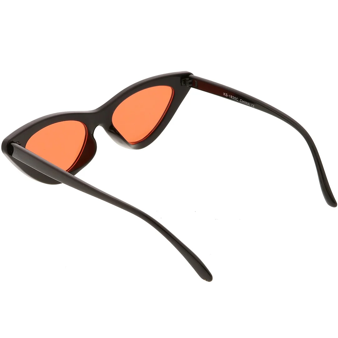 Womens Exaggerated Slim Black Frame Cat Eye glasses Color Tinted Lens 48mm